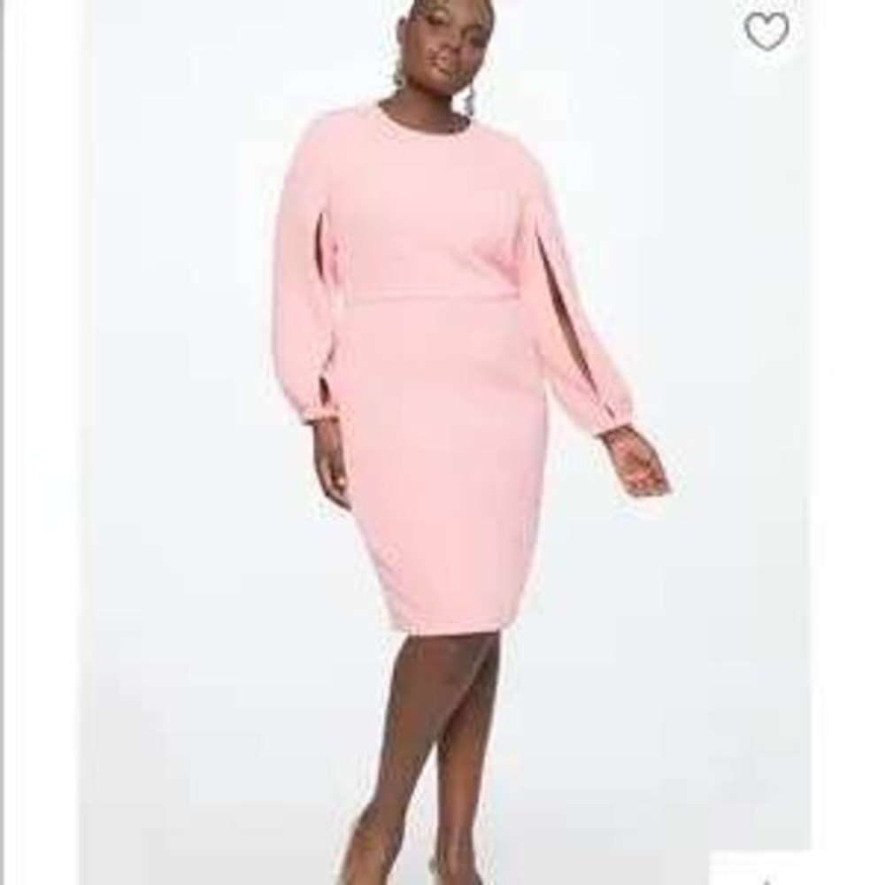Eloquii Slit Sleeve Long Sleeve Work Dress Pink 14